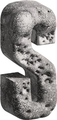  3d stone letter S with a rough textured background png.