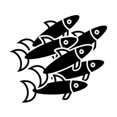 Anchovy fish glyph icon seafood vector image.