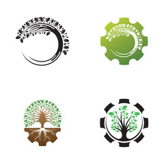 Tree leaf vector logo icon set