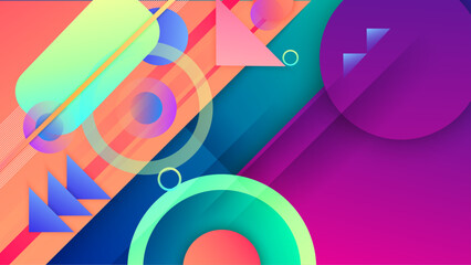 vector flat design geometric shapes background in colorful gradient style