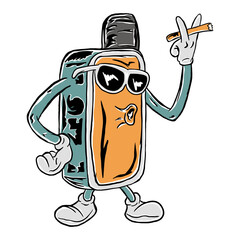 funny vector illustration of vape smokes