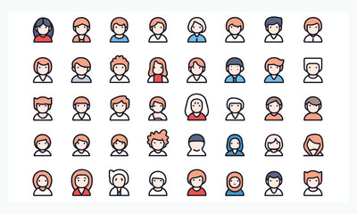 Obraz premium People-related line icons with editable strokes