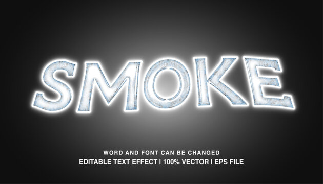 Smoke editable text effect, white neon light futuristic retro style typeface, premium vector template