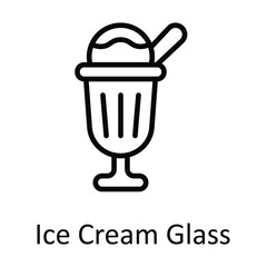 Ice Cream Glass Vector outline Icon Design illustration. Food and Drinks Symbol on White background EPS 10 File 