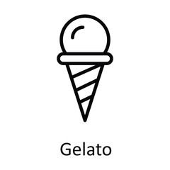 Gelato Vector outline Icon Design illustration. Food and Drinks Symbol on White background EPS 10 File 