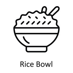Rice Bowl Vector outline Icon Design illustration. Food and Drinks Symbol on White background EPS 10 File 
