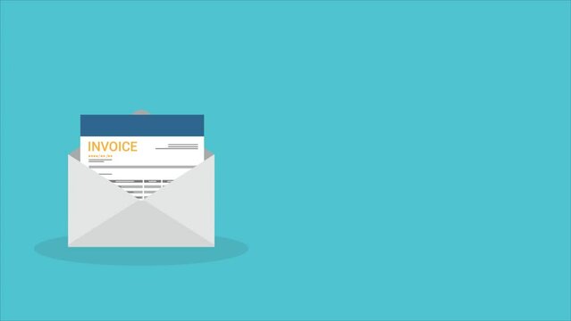 Invoice, bill in an open envelope. Payment and invoicing document, business or financial operations.