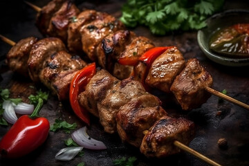 shish kebab on skewers