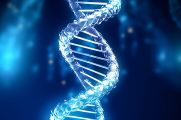 Double stranded DNA and bokeh background . Created by generative AI . - obrazy, fototapety, plakaty