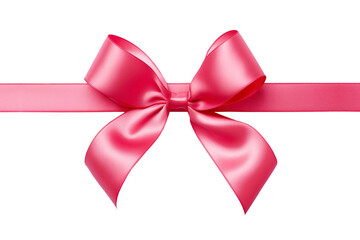 Pink tied silk ribbon on transparent background