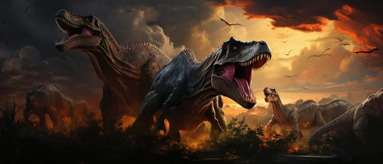 Papier Peint photo Lavable Dinosaures Das Erbe der Urzeit: Ein atemberaubender Dinosaurier in der Wildnis