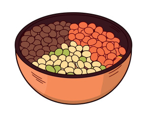 Fresh organic meal, bowl of autumn seeds