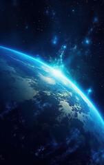 Fototapeta premium The Earth in the Cosmic Sky,created with generative ai tecnology.