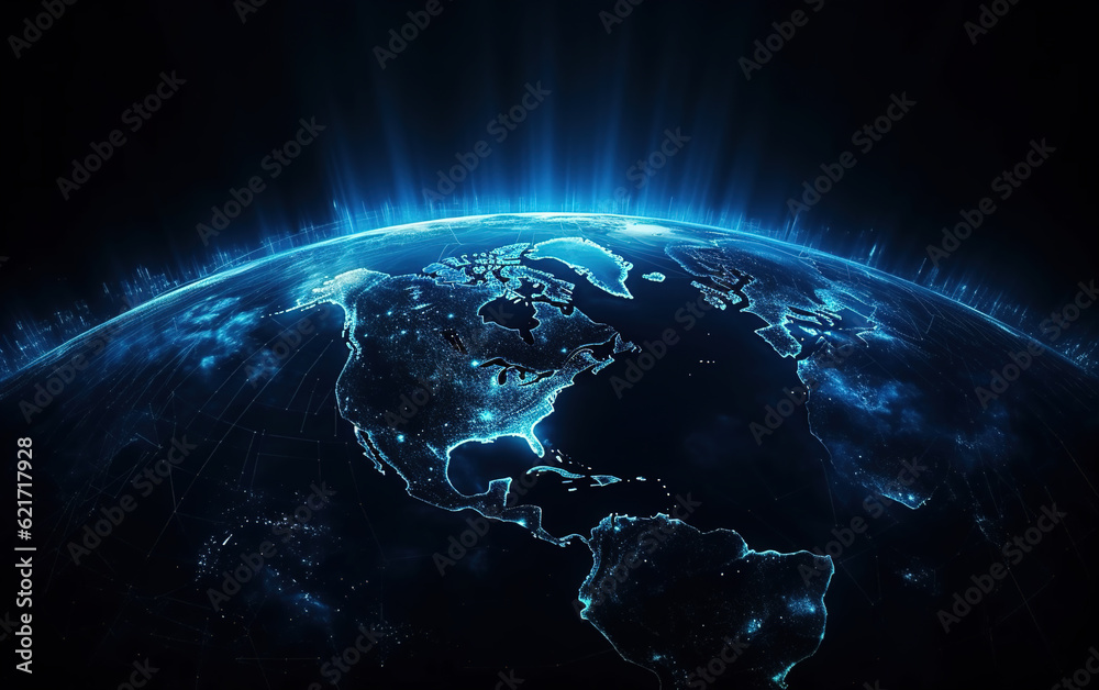 Canvas Prints the earth in the cosmic sky,created with generative ai tecnology.