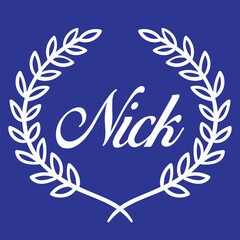 Fototapeta na wymiar Nick letter vector design on blue background