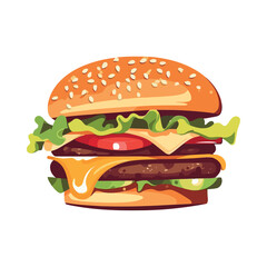 Grilled beef burger with cheese and tomato