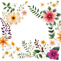 Floral border on white background. AI-generated.