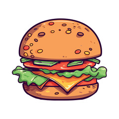 Gourmet cheeseburger meal with grilled beef and cheddar
