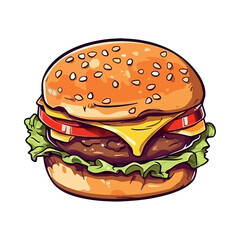 Grilled beef burger on sesame bun