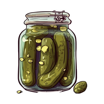 Fresh pickled vegetables in organic vinegar jar