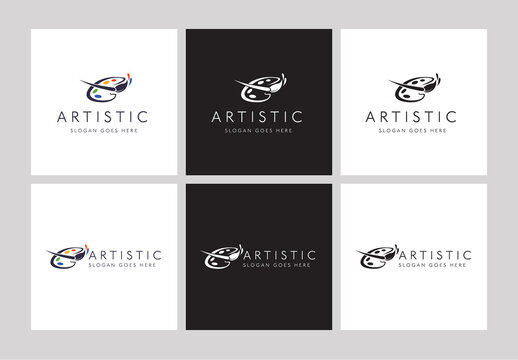 Artist Painter Artistic Paint Brush Palette Logo Template