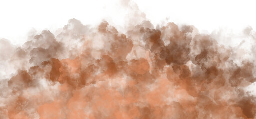 Realistic brown explosive smoke on transparent background