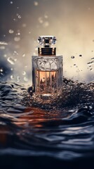 Obraz na płótnie Canvas Perfume bottle on water. Generative AI