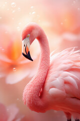 Beautiful Pink Flamingo Portrait, Soft Focus