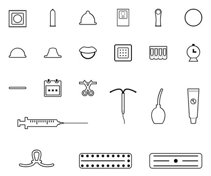Contraception Line Art SVG icon set