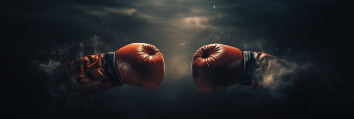 Combat boxing gloves. The concept of skill and determination. Generative AI