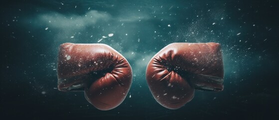 Combat boxing gloves. The concept of skill and determination. Generative AI