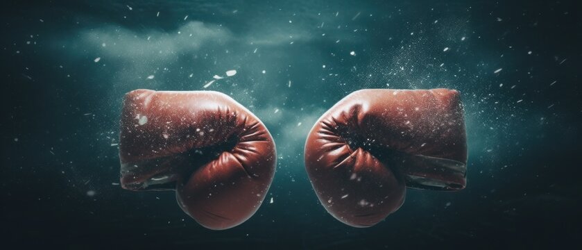 Combat boxing gloves. The concept of skill and determination. Generative AI