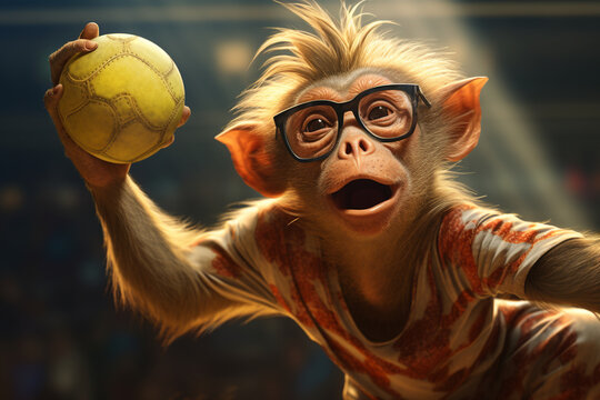 ape playing with ball AI image