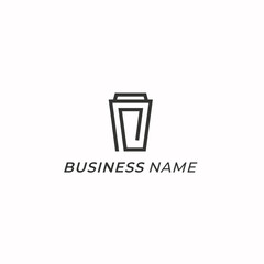 design logo creative paperclip and coffe cup