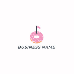 design logo creative pink donuts and flag