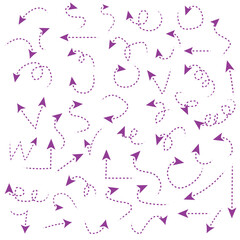 Collection of bright bidirectional arrows. Gradient multicolored arrows on white background. Vector cartoon illustration.