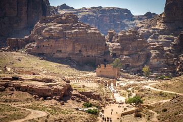 view over Petra with tombs, valley, gorge, Petra, jordan, ruins, valley, canyon, gorge, siq, middle...