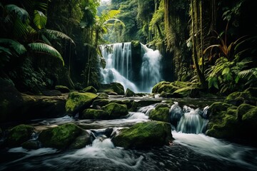 Cascading Waterfall In A Trop, Generative AI