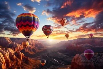 Obraz premium Colorful Hot Air Balloons, Generative AI 