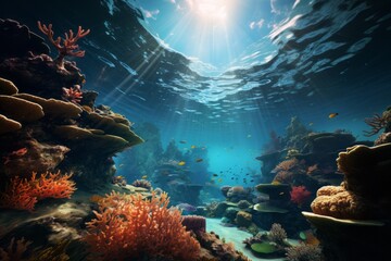 Coral Reef Teeming With Marine Life, Generative AI