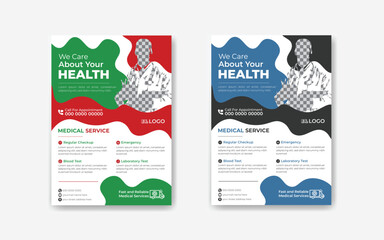 Medical flayer Design Template Healthcare and Medical pharmacy flyer, Business flyer layout template in A4 size template, Annual report business flyer