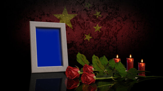 Memorial Day Card. With the Flag of China in the Background. Photo or Video can be Placed in Blue Frame.	 The video of this image is in my portfolio.	