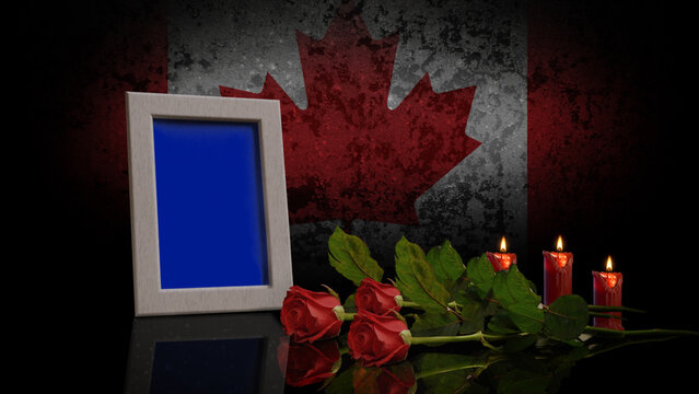 Memorial Day Card. With the Flag of Canada in the Background. Photo or Video can be Placed in Blue Frame. The video of this image is in my portfolio.		