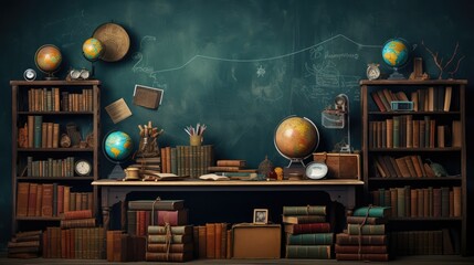 nostalgic library background to commemorate Back to School