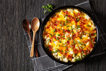chicken bake in creamy sauce with cheese, bacon