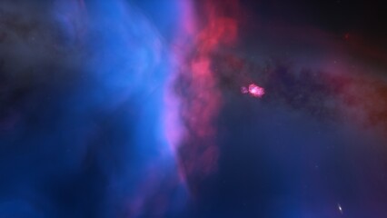 nebula gas cloud in deep outer space, science fiction illustration, colorful space background with stars 3d render
