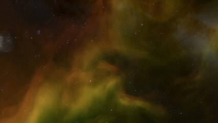 nebula gas cloud in deep outer space, science fiction illustration, colorful space background with stars 3d render
