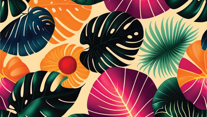  trendy creative cards with cut paper, floral exotic tropical elements, palm leaves,AI GENERATE