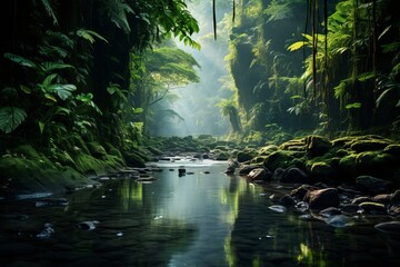 Lush Green Rainforest, Generative AI