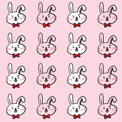 Seamless red ribbon rabbit pattern pattern.